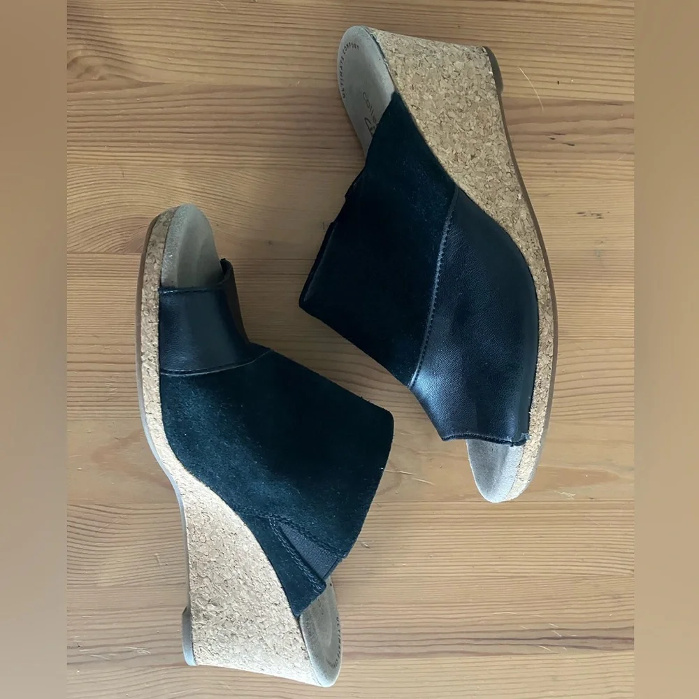 Clarks Collection Lafley Wave Wedge Sandal Woman’s Size 8 Ultimate Comfort Suede - Picture 6 of 9